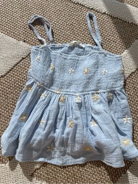 Altar'd State Light Blue Smocked Floral Detail Camisole